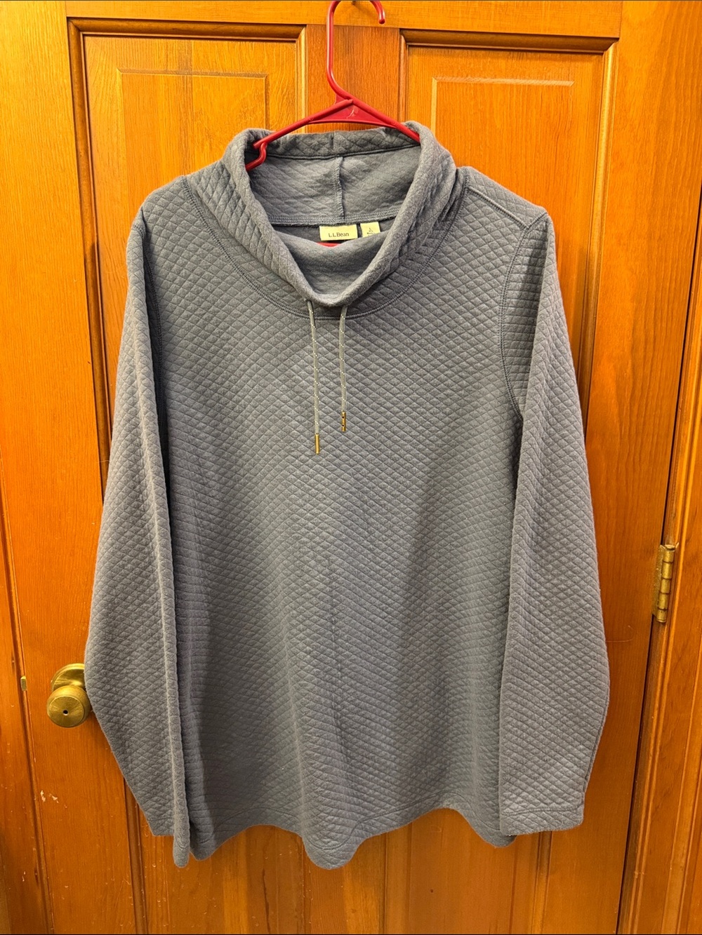 L.L. Bean Quilted Cowl Neck Sweater - Gray